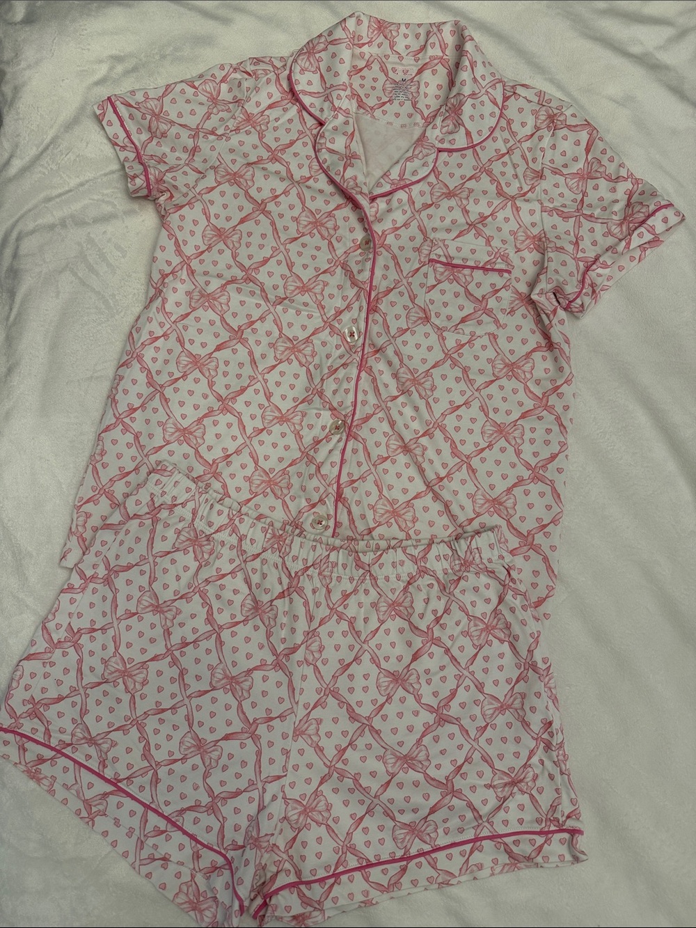 🎀 LoveShackFancy x Roller Rabbit LIKE NEW Pink & White Shorts Pajama Set